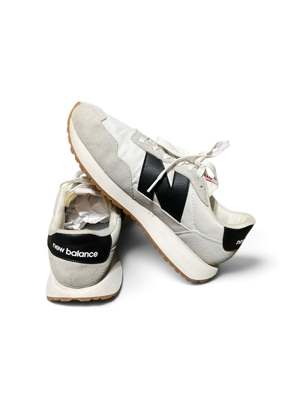 New Balance unisex White Sneakers with Black Stripes women’s size 10 Men’s 8.5